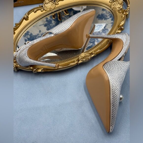🆕 BLACK SUEDE STUDIO 🧿 NWOB Reina 100 White Crystal Slingback PumpsSz 36 US5.5 - Picture 14 of 16